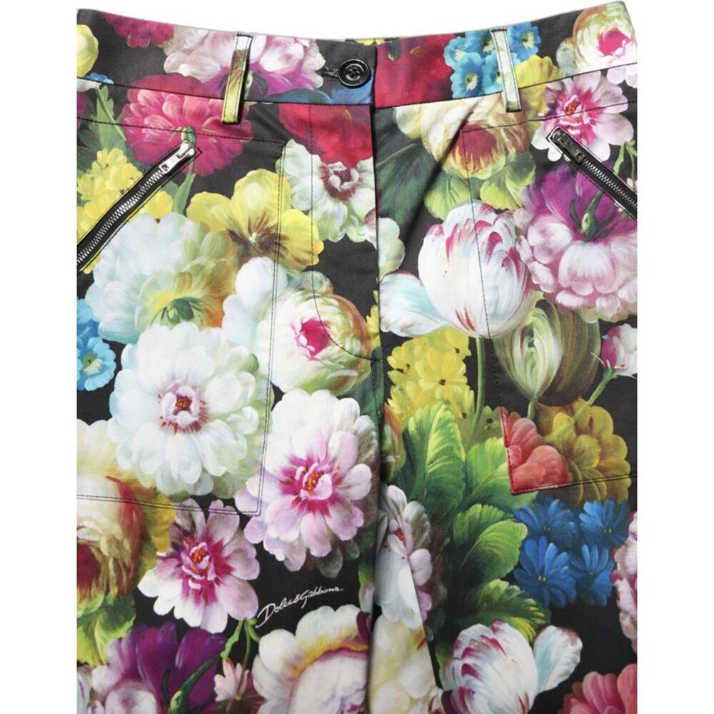 Dolce & Gabbana Multicolor Floral High Waist Wide Leg Women's Pants - Picture 4 of 5